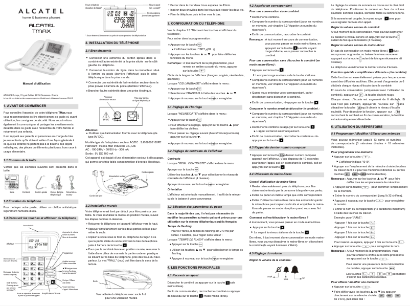Page 1 de la notice Manuel utilisateur Alcatel T-max