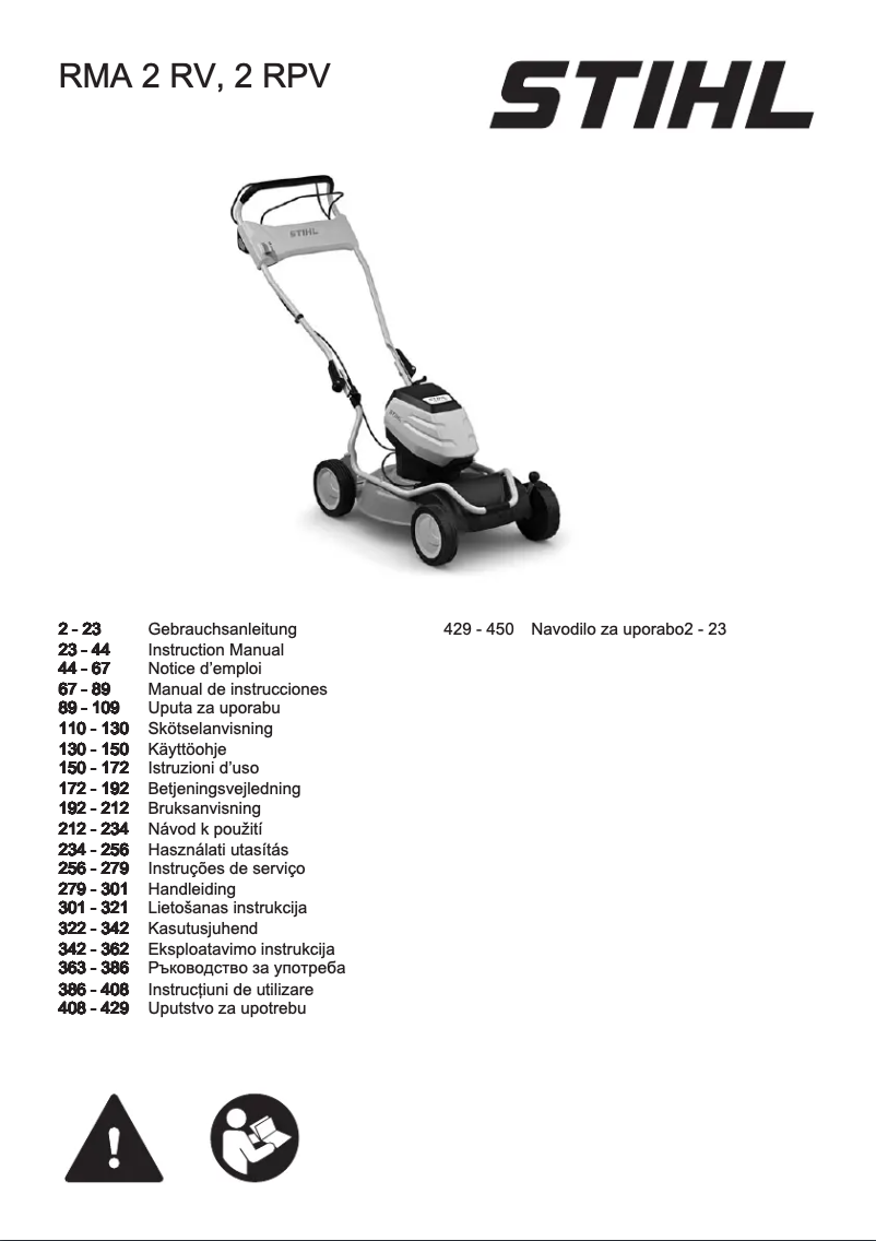Page 1 de la notice Manuel utilisateur Stihl RMA 2 RV