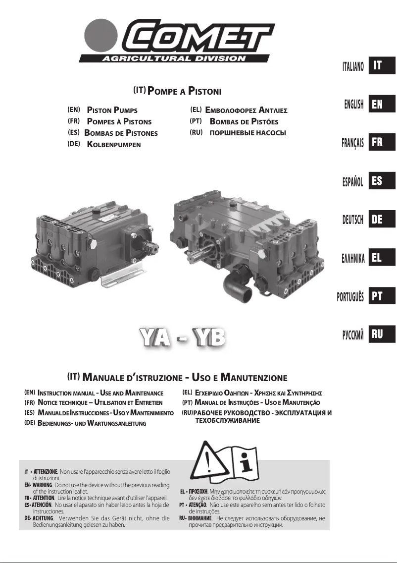 Page 1 de la notice Manuel utilisateur Comet YB 150