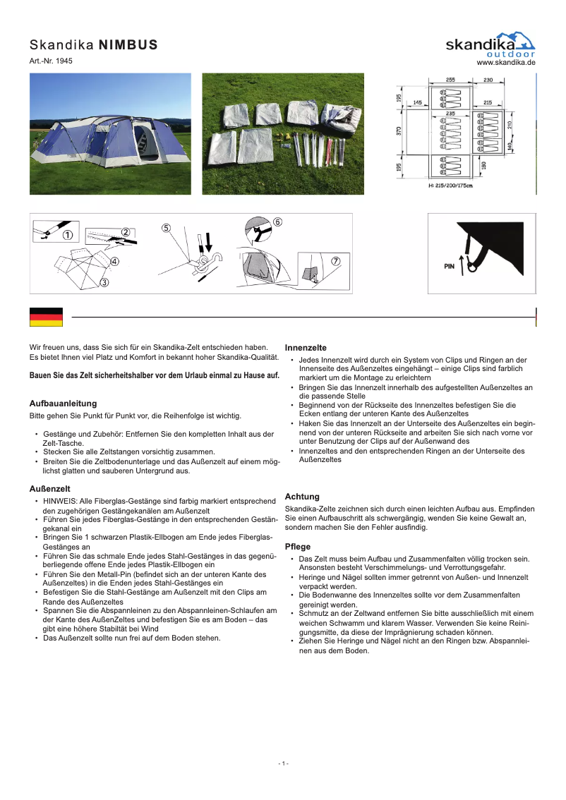 Page n°1 - Manuel utilisateur Skandika Nimbus