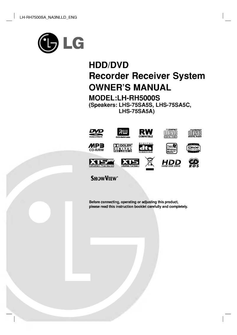 Image de la première page du manuel de l'appareil LH-RH5000S