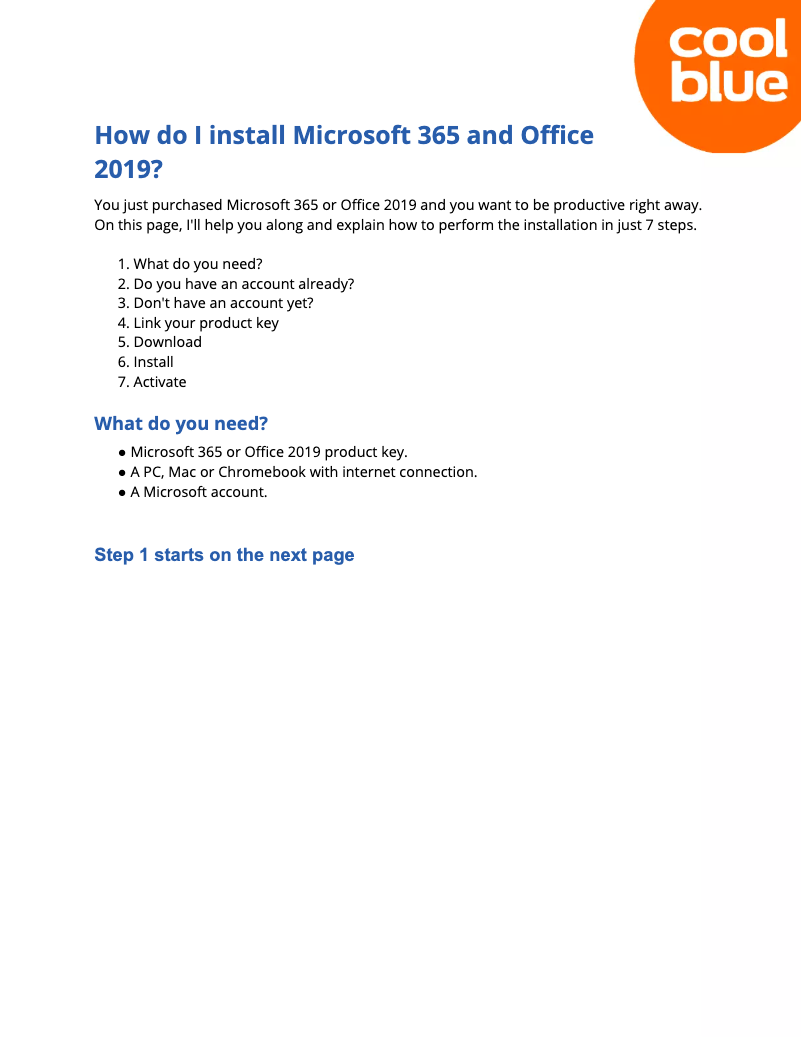 Page 1 de la notice Manuel utilisateur Microsoft Office 365 (2019)