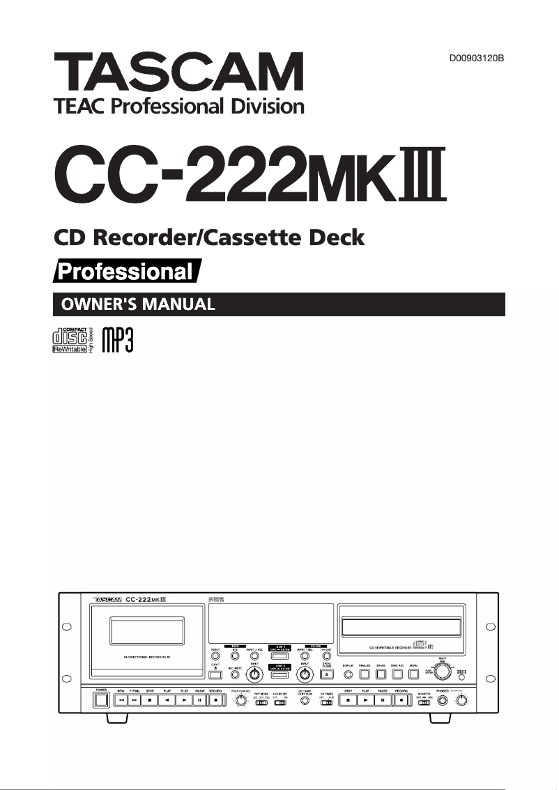 Página 1 del manual Manual de usuario Tascam CC-222MKIII