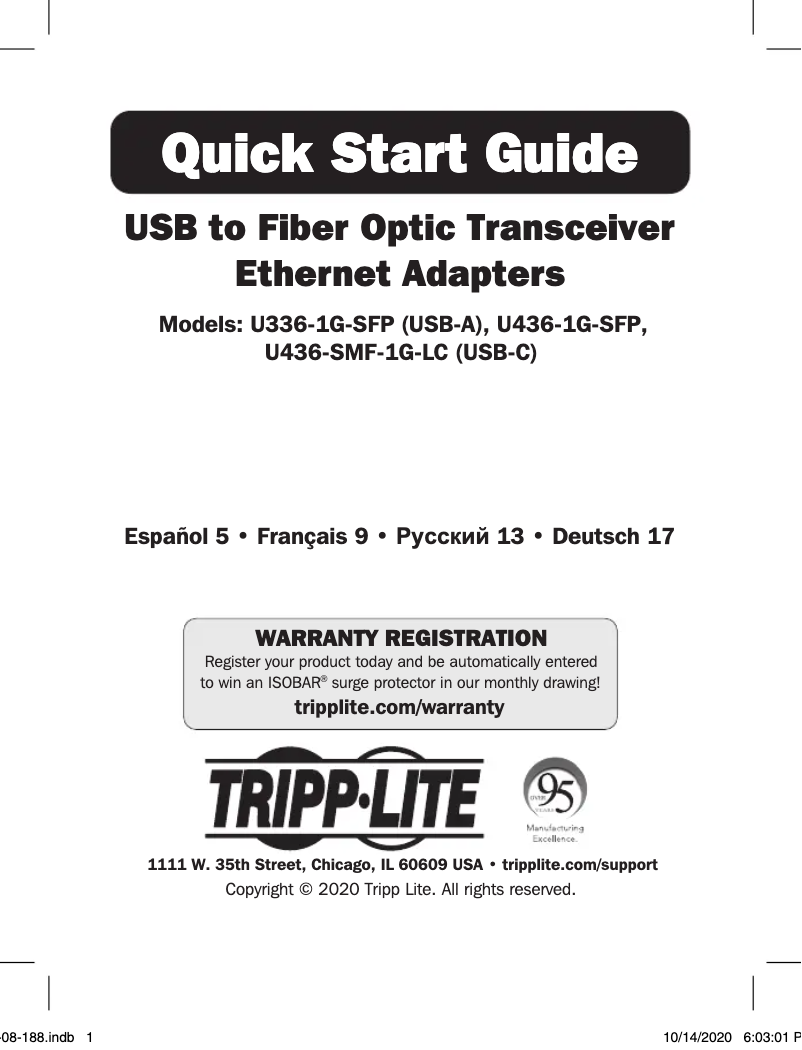 Página 1 del manual Manual de usuario Tripp Lite U336-1G-SFP