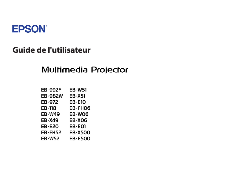 Page 1 de la notice Manuel utilisateur Epson EB-E01