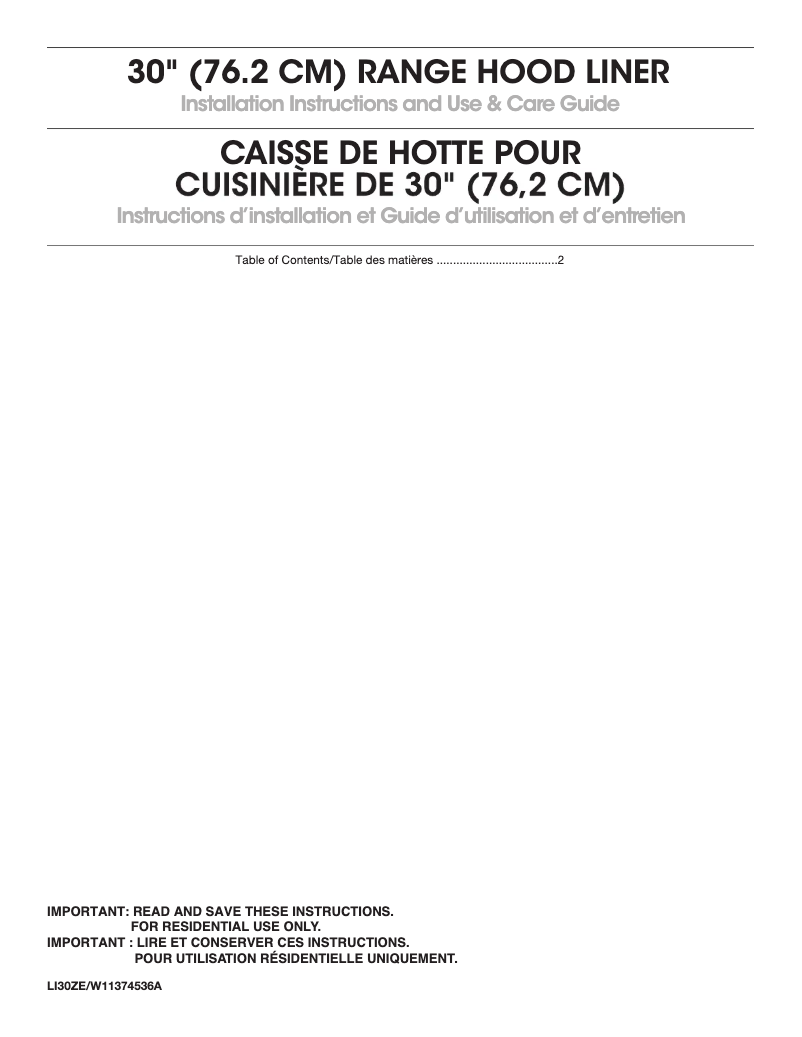 Page n°1 - Manuel utilisateur Amana UVL5430JSS