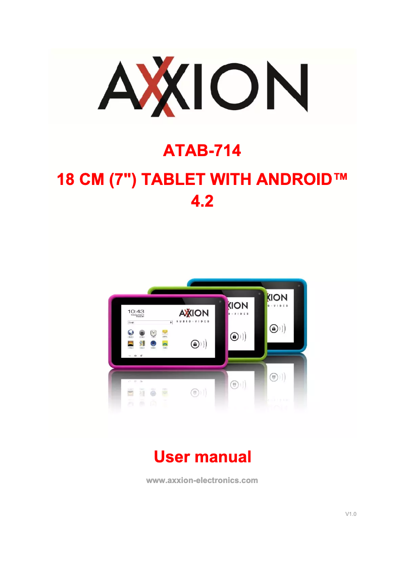Page n°1 - Manuel utilisateur Axxion ATAB-714