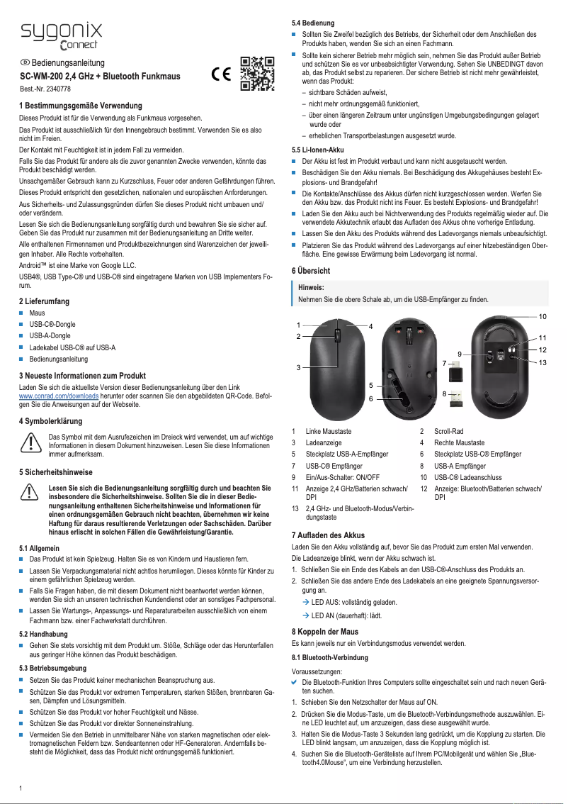 Page n°1 - Manuel utilisateur Sygonix Connect SC-WM-200