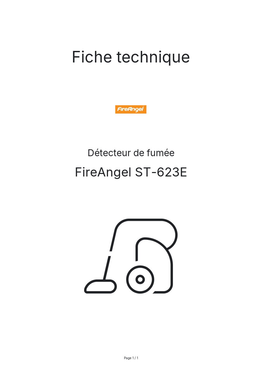 Page n°1 - Fiche technique FireAngel ST-623E