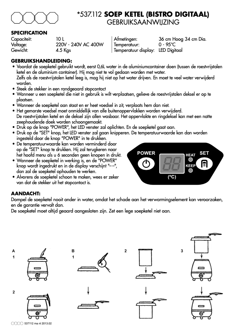 Page n°1 - Manuel utilisateur Bistro 537112