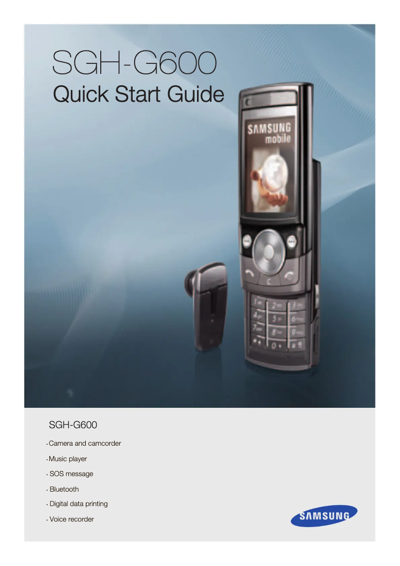 Page n°1 - Guide de démarrage rapide Samsung SGH-G600G