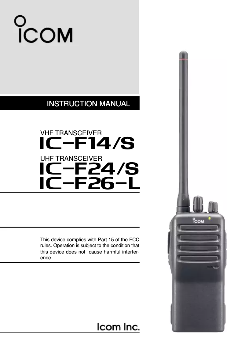 Page n°1 - Manuel utilisateur ICOM IC-F14