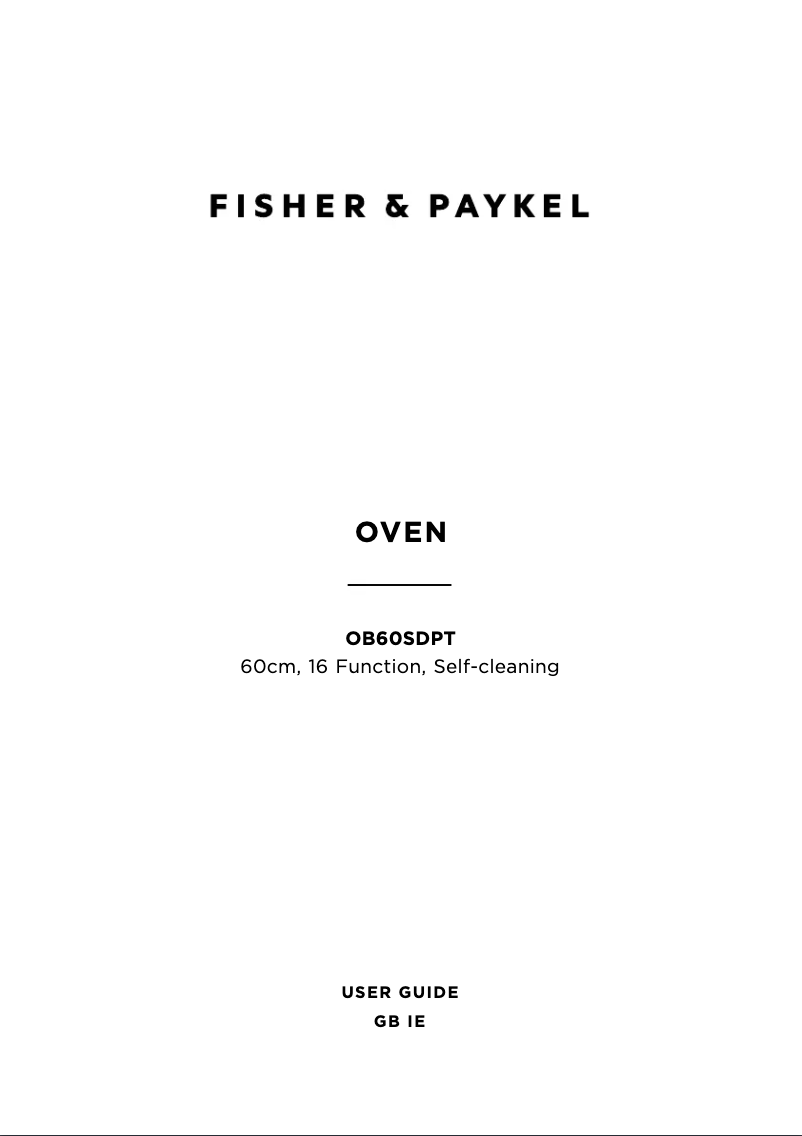 Page n°1 - Manuel utilisateur Fisher & Paykel OB60SDPTB1