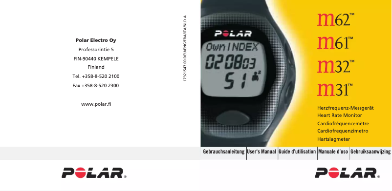 Page 1 de la notice Manuel utilisateur Polar M62