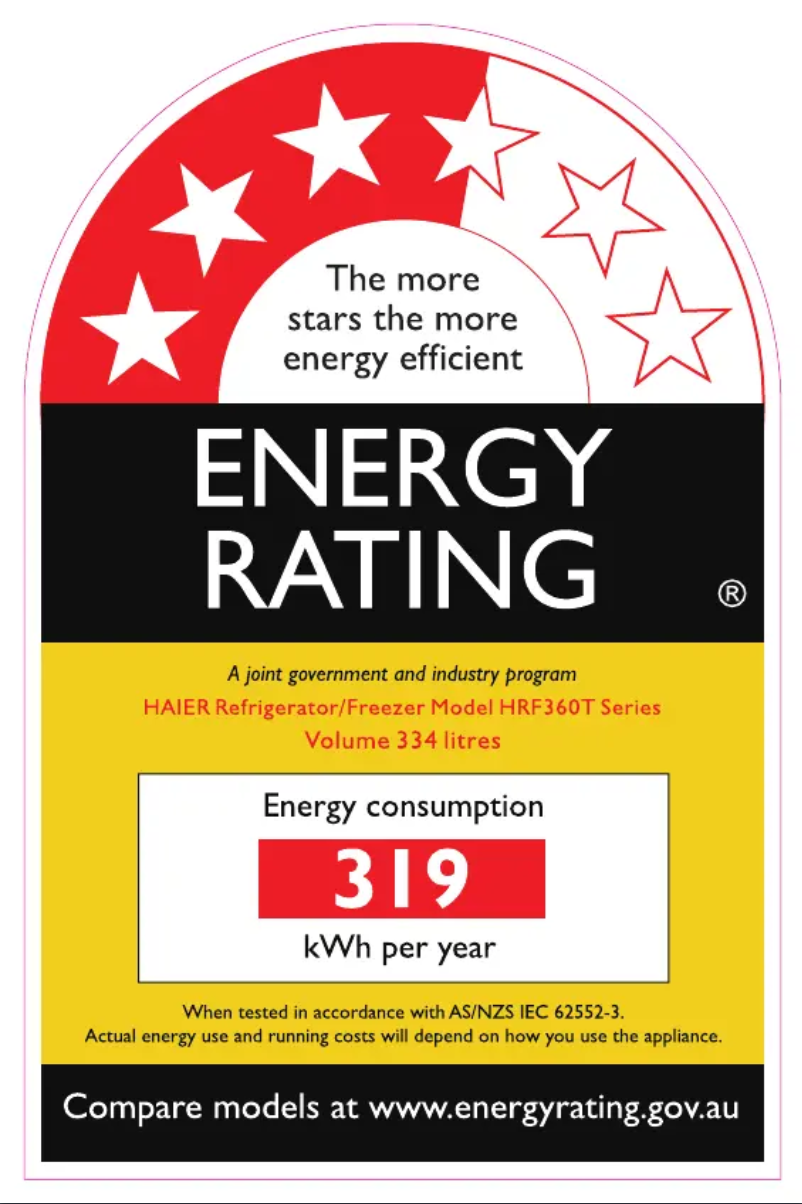 Page n°1 - Label énergétique Haier HRF360TW3