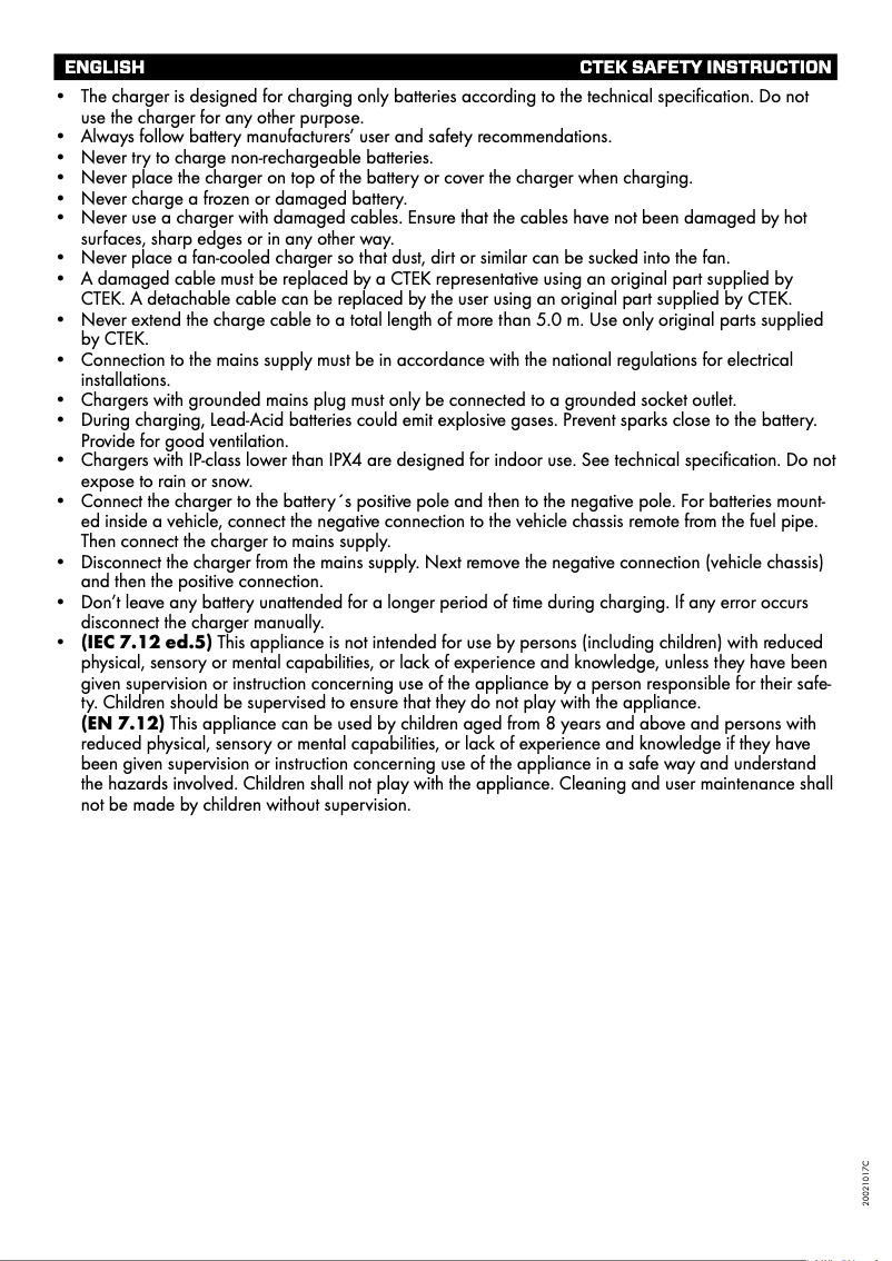 Page n°1 - Instructions de sécurité Ctek CT5 Time To Go