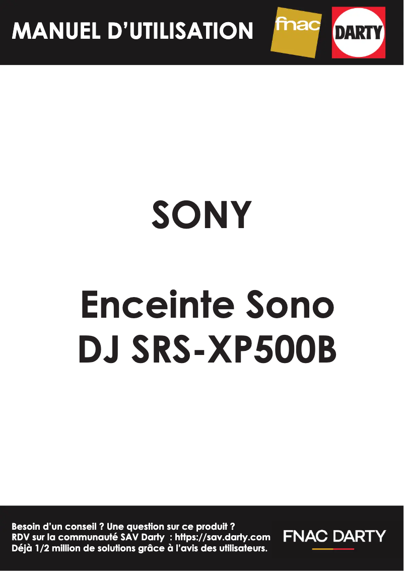 Image de la première page du manuel de l'appareil SRS-XP500