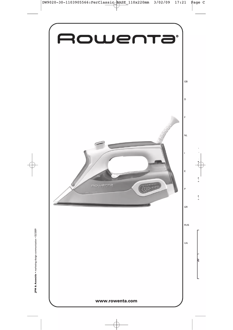 Image de la première page du manuel de l'appareil Steamium DW9010