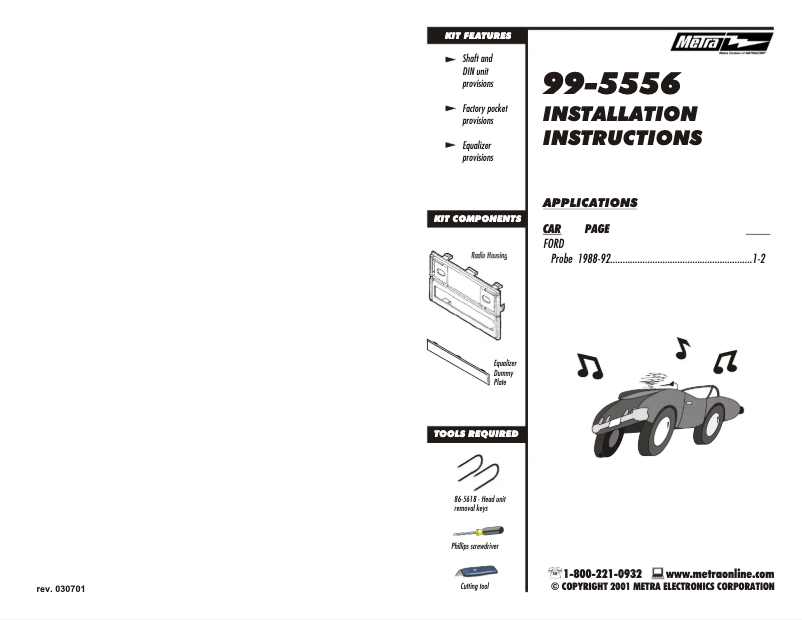 Page n°1 - Manuel utilisateur Metra 99-5556