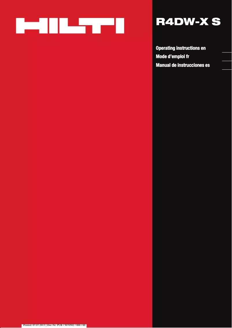 Page 1 de la notice Manuel utilisateur Hilti R4DW-X