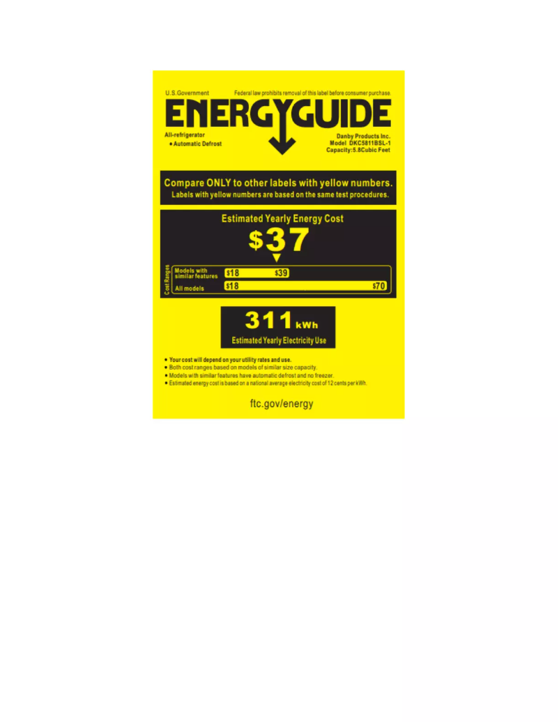 Page 1 de la notice Label énergétique Danby DKC5811BSL