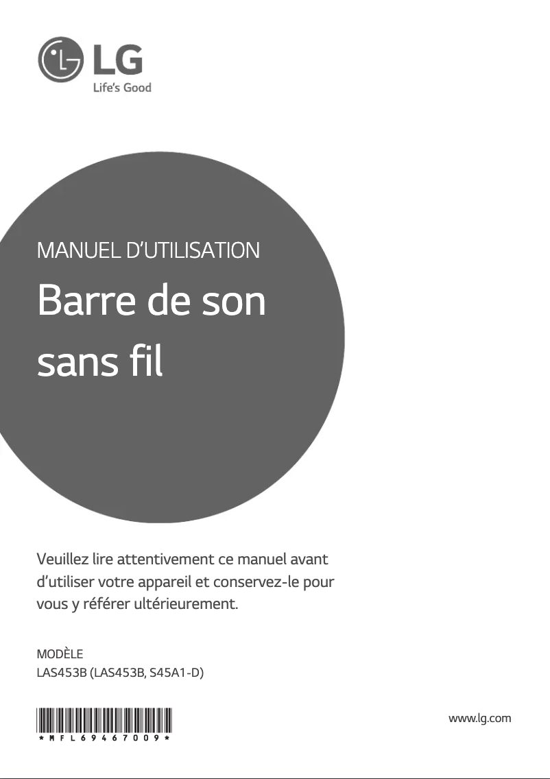 Page n°1 - Manuel utilisateur LG LAS453B