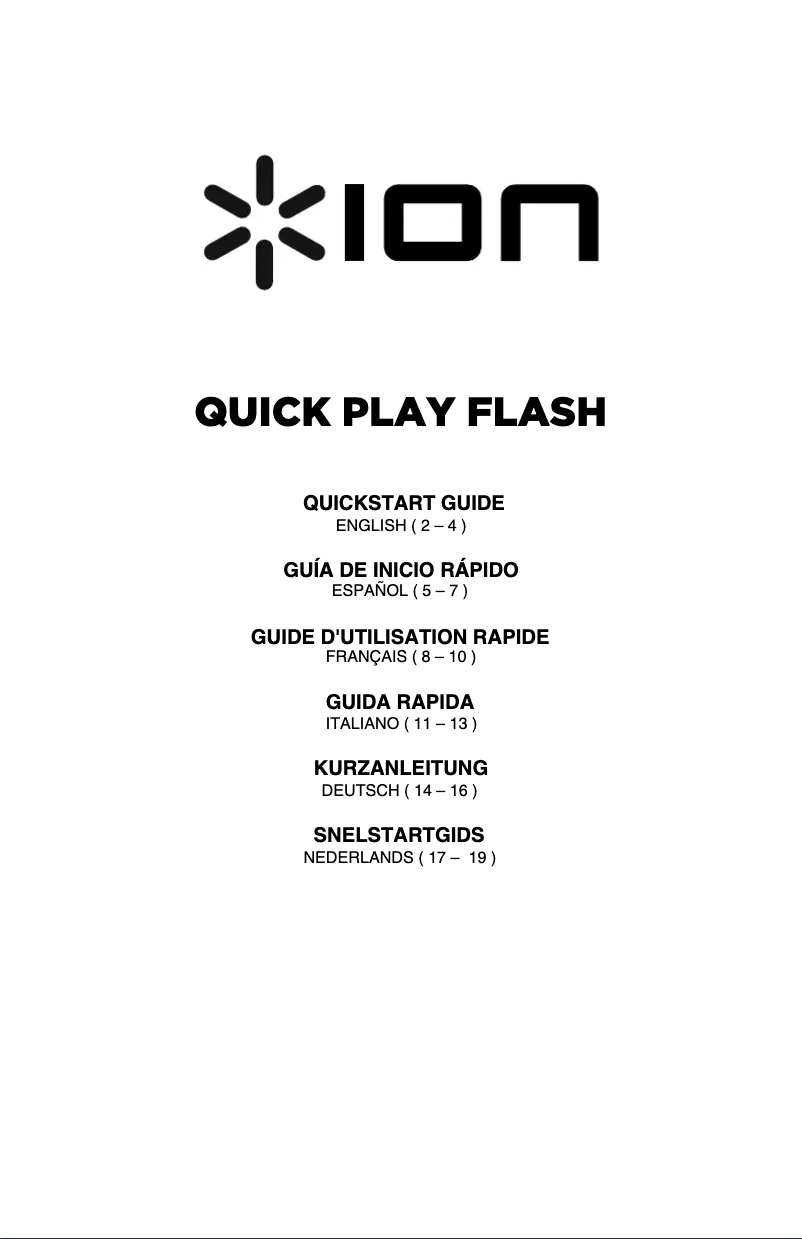 Page 1 de la notice Manuel utilisateur ION Quick Play Flash