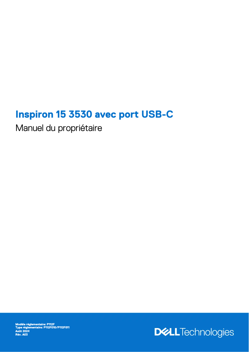 Page 1 de la notice Manuel utilisateur Dell Inspiron 15 3530