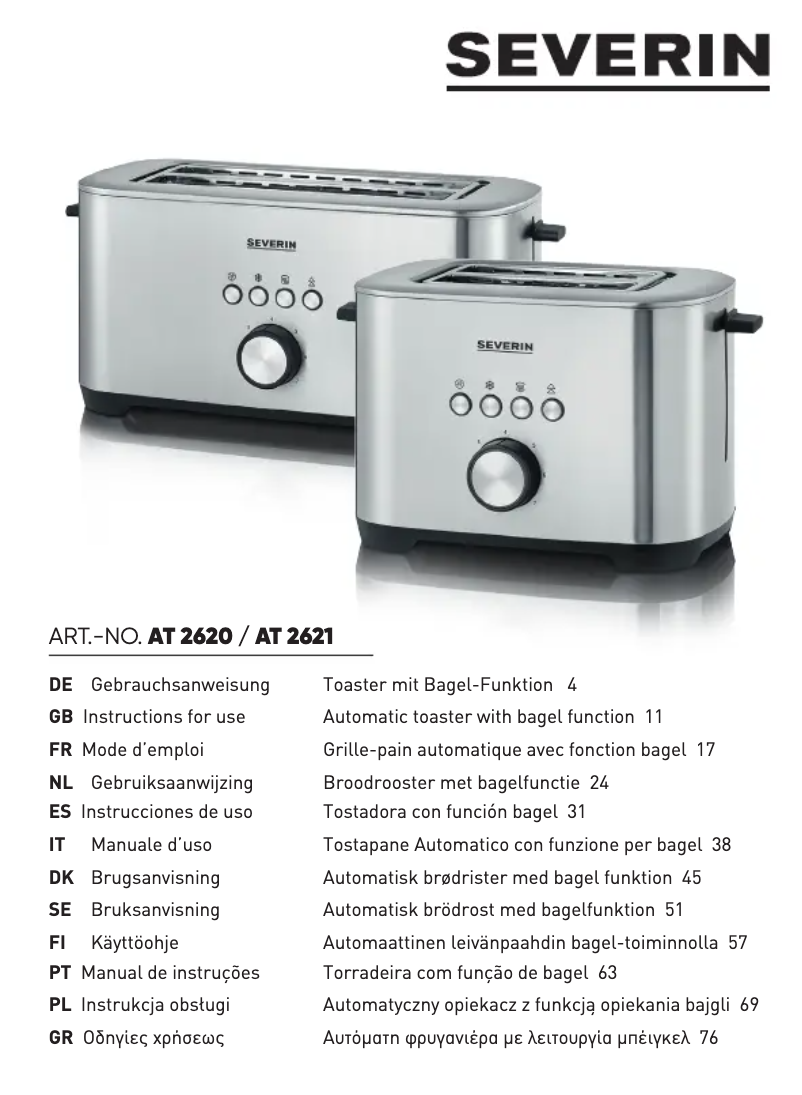 Page n°1 - Manuel utilisateur Severin AT 2620