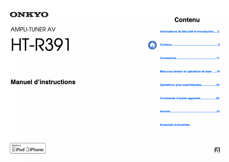 Page 1 de la notice Manuel utilisateur Onkyo HT-R391
