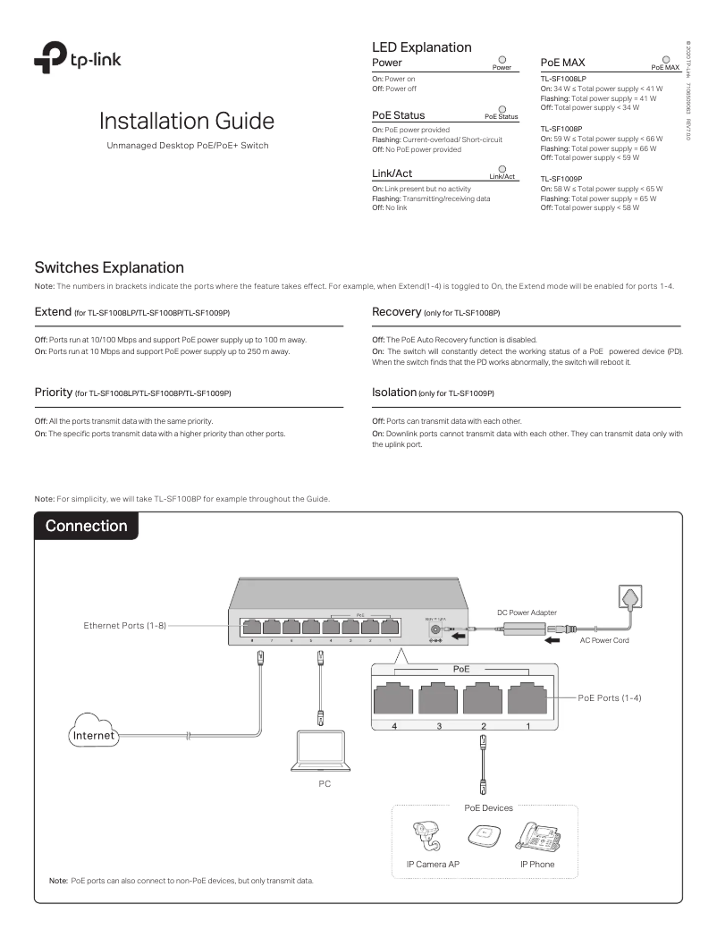 Page 1 de la notice Mode d'emploi TP-Link TL-SF1008LP