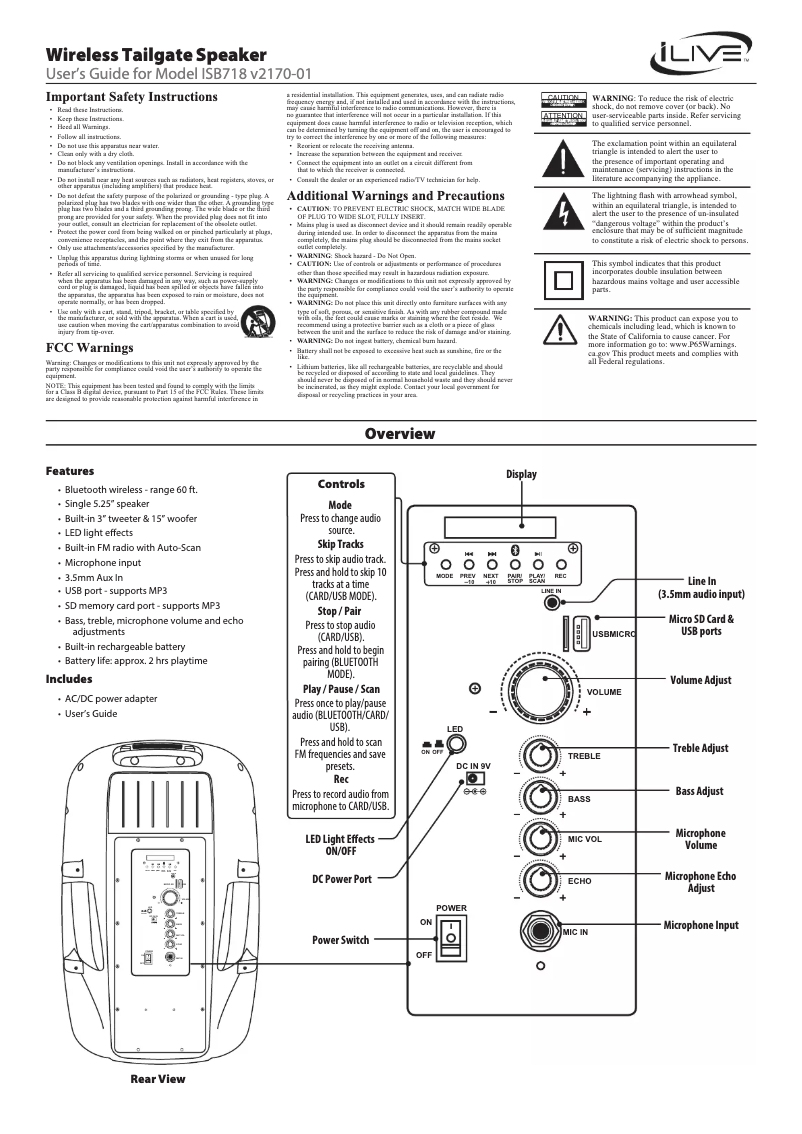 Page 1 de la notice Manuel utilisateur iLive ISB718