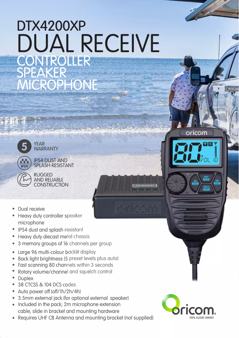 Page 1 de la notice Fiche technique Oricom DTX4200XP
