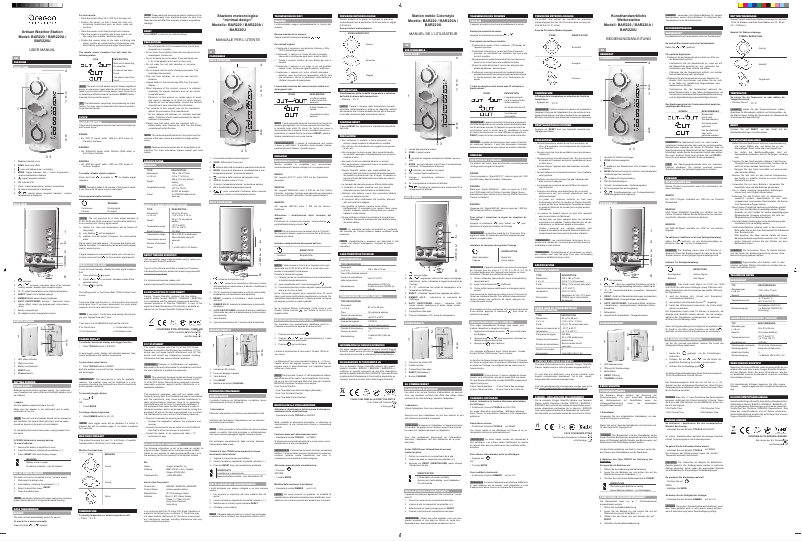 Page n°1 - Manuel utilisateur Oregon Scientific BAR220