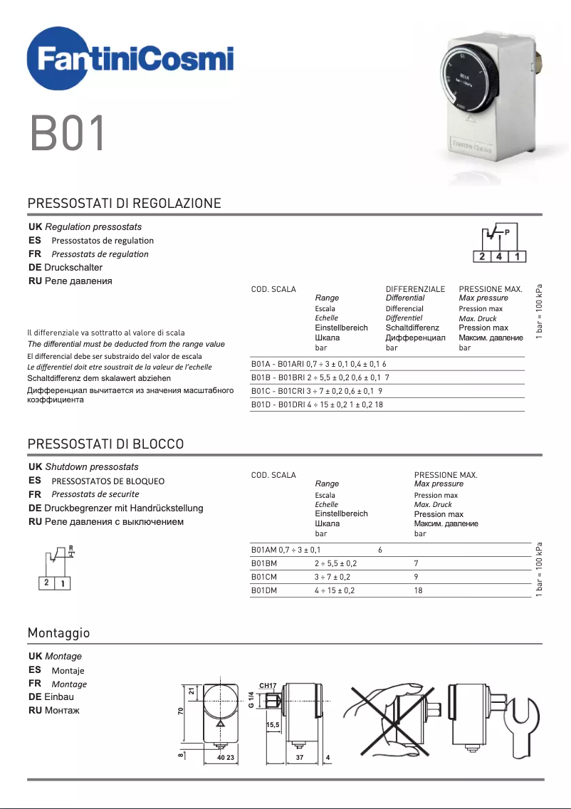 Page 1 de la notice Manuel utilisateur Fantini Cosmi B01