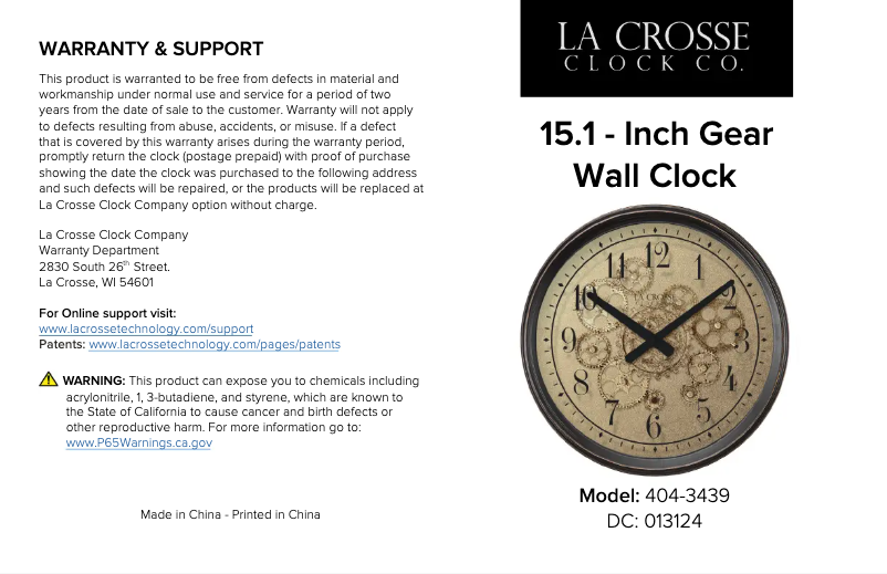 Page 1 de la notice Manuel utilisateur La Crosse Technology 404-3439