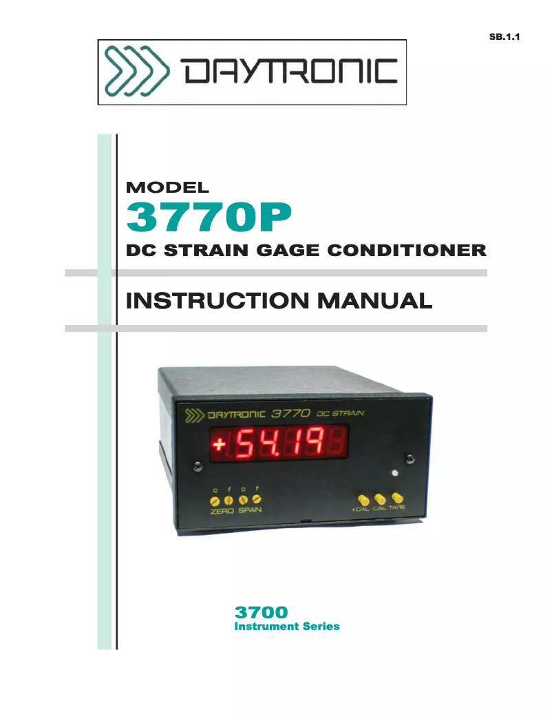 Page 1 de la notice Manuel utilisateur Daytronic 3770P