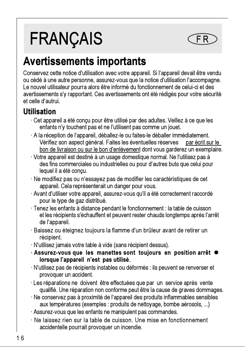 Page 1 de la notice Manuel utilisateur AEG 20604 G