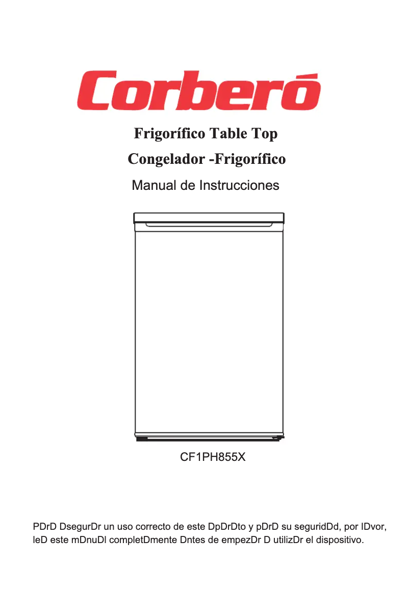 Page n°1 - Manuel utilisateur Corbero CF1PH855X