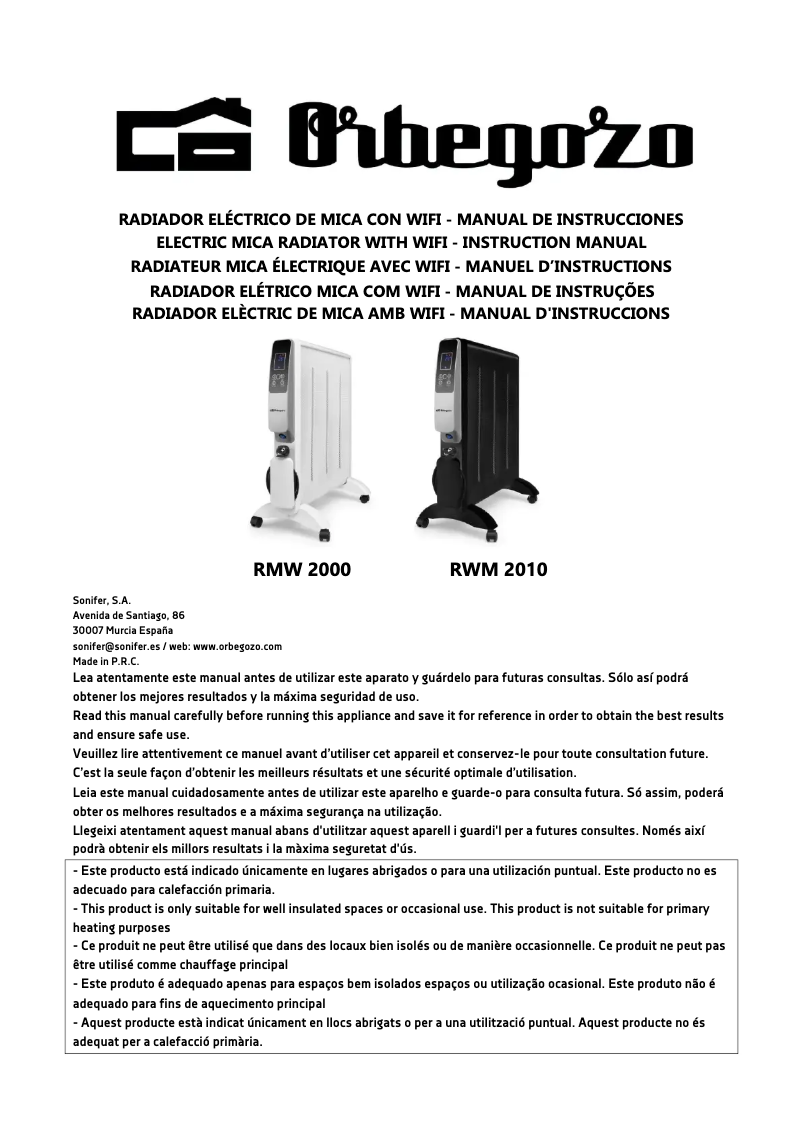 Page 1 de la notice Manuel utilisateur Orbegozo RMW 2010