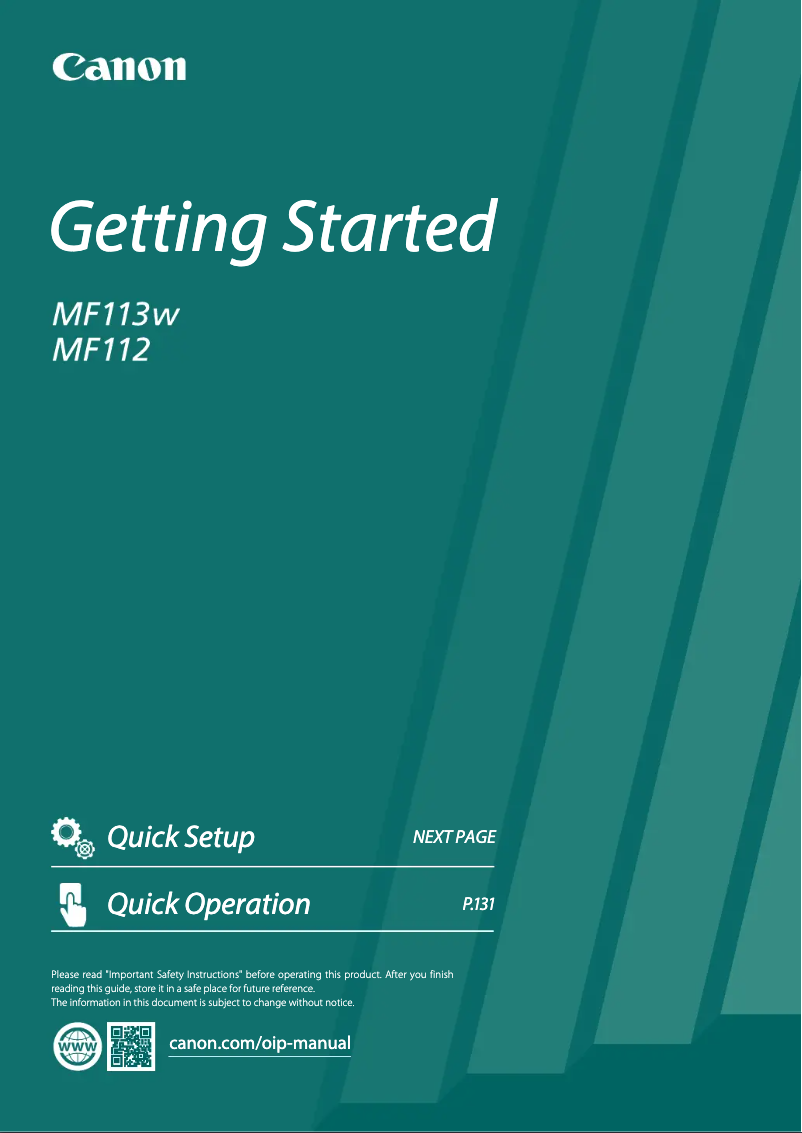 Page 1 de la notice Manuel utilisateur Canon i-SENSYS MF112