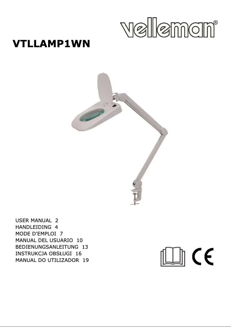 Page 1 de la notice Manuel utilisateur Velleman VTLLAMP1WN