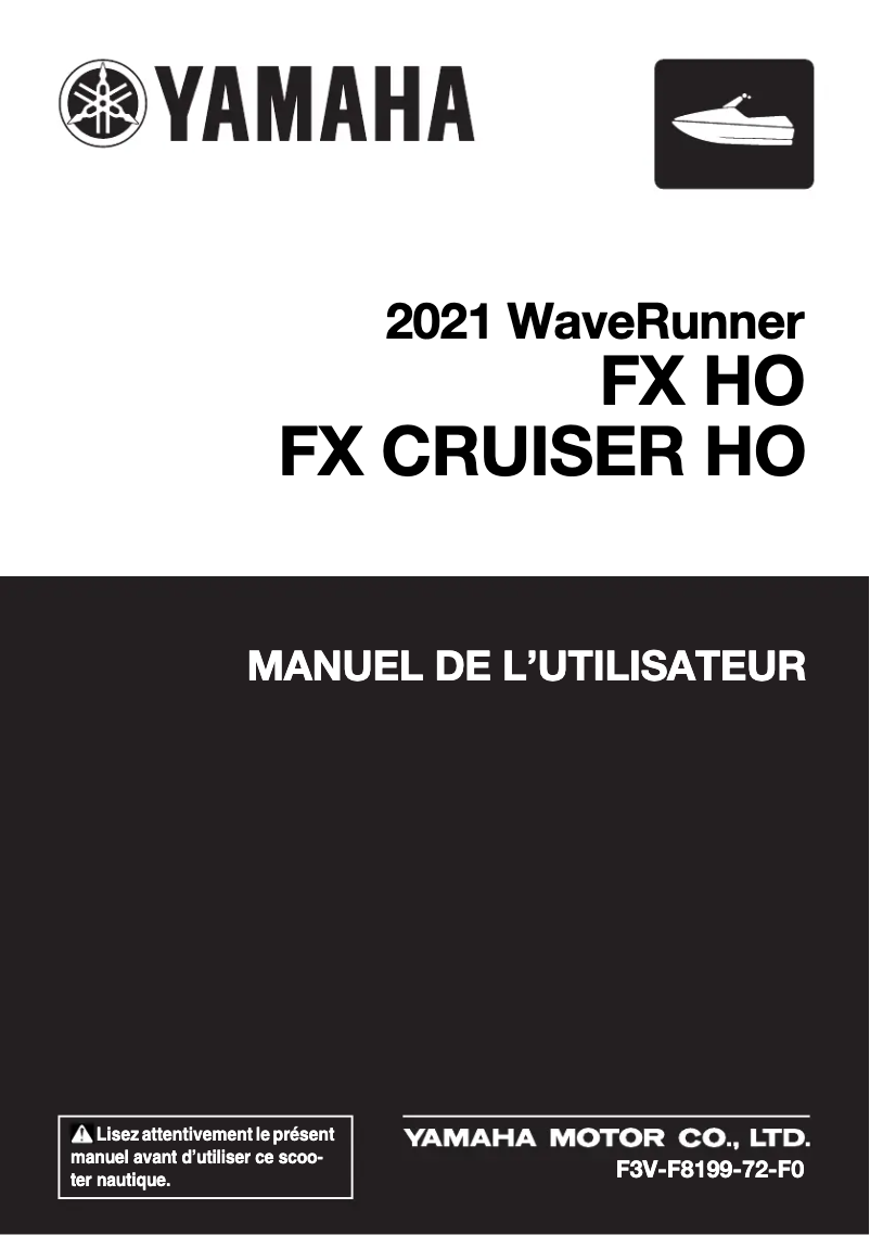 Page 1 de la notice Manuel utilisateur Yamaha WaveRunner FX HO Cruiser (2021)