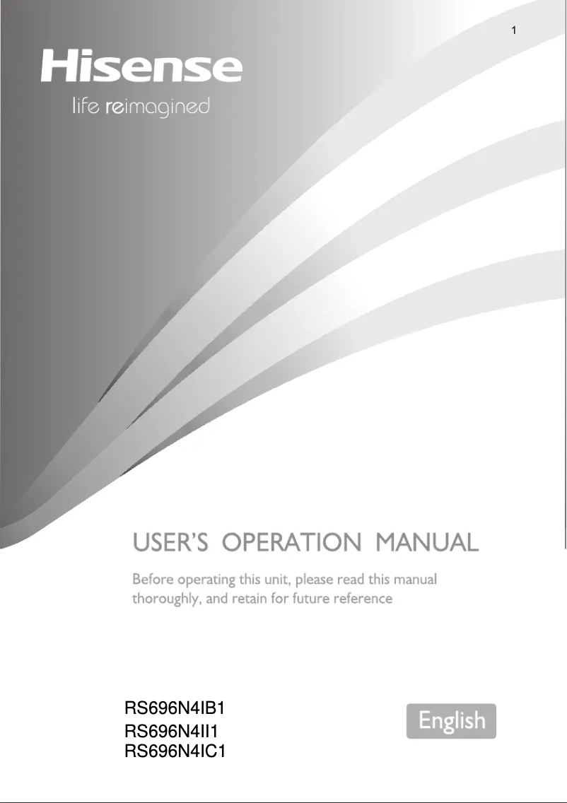Page 1 de la notice Manuel utilisateur Hisense RS696N4IC1