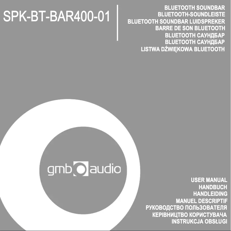 Page 1 de la notice Manuel utilisateur GMB Audio SPK-BT-BAR400-01