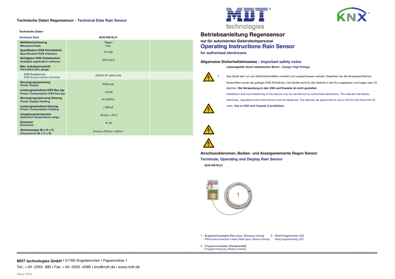 Page 1 de la notice Manuel utilisateur MDT SCN-RS1R.01
