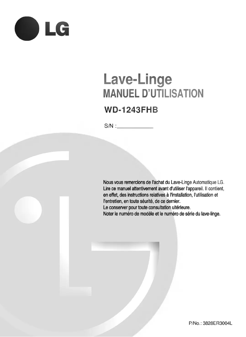 Page 1 de la notice Manuel utilisateur LG WD-1243FHB