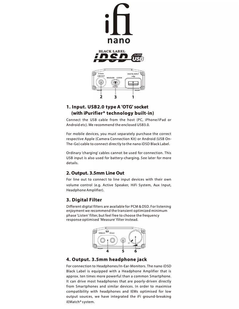 Page n°1 - Manuel utilisateur iFi Audio nano iDSD