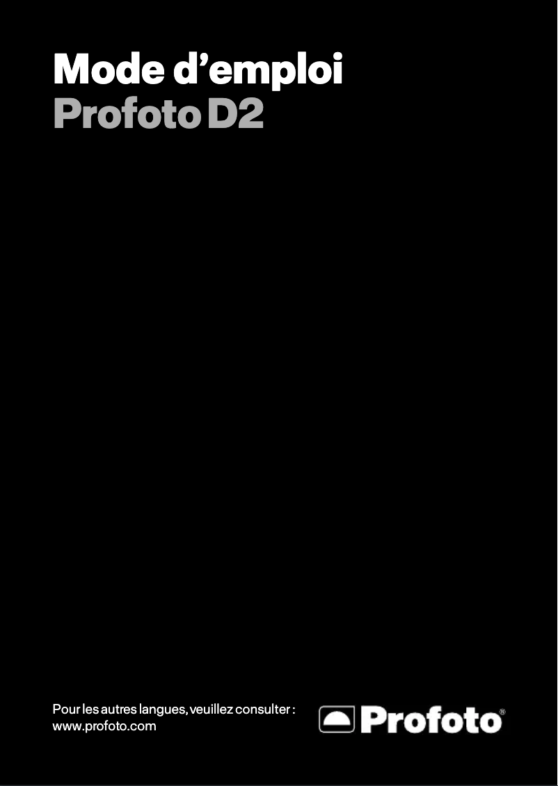 Page 1 de la notice Manuel utilisateur Profoto D2