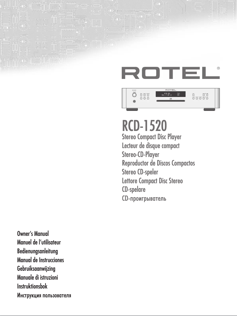 Page 1 de la notice Manuel utilisateur Rotel RCD-1520 V2